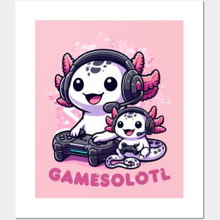 Cute gaming Axolotl Posters and Art